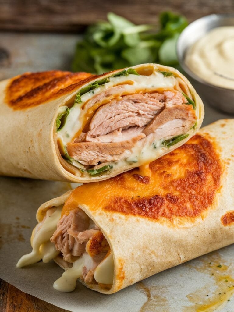 Cheesy Garlic Chicken Wraps Recipe