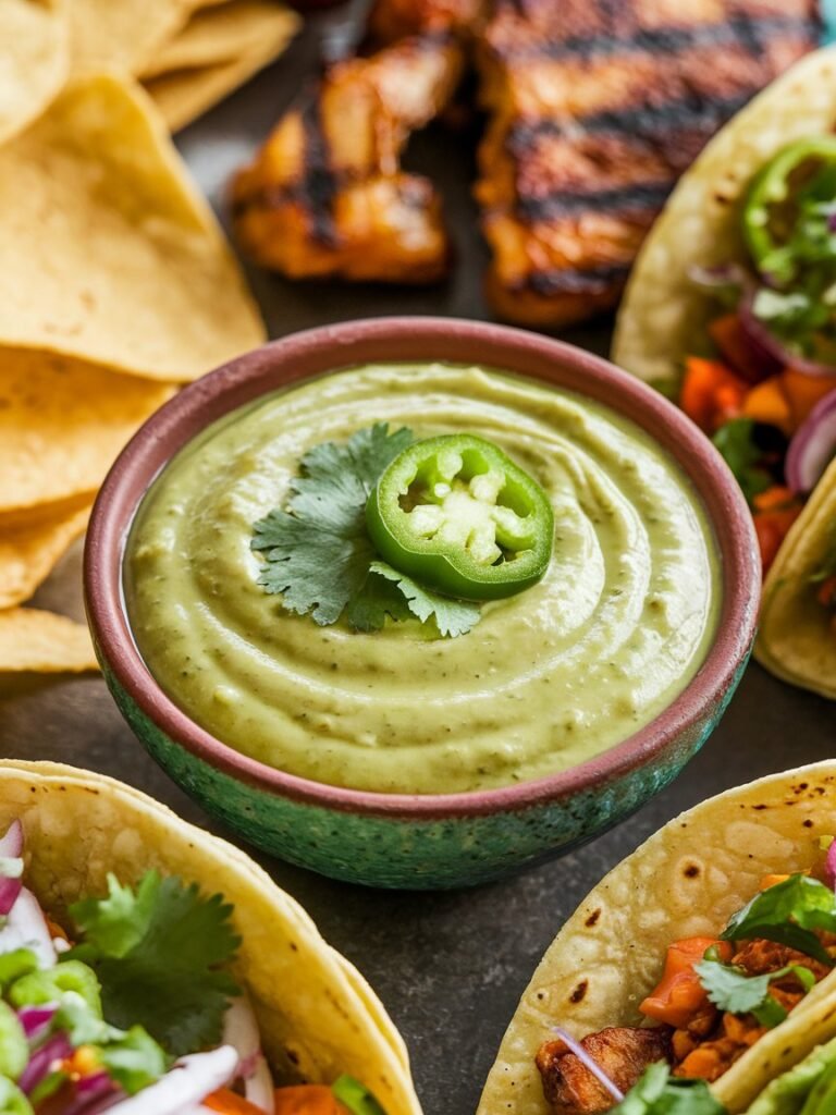 The Best Creamy Cilantro Garlic Sauce With Jalapeños Recipe