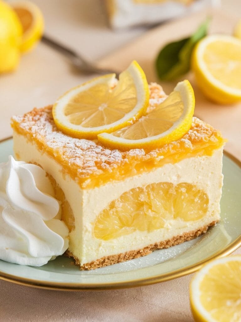 Tangy Lemon Cream Cheese Dump Cake with a Buttery Crust Recipe