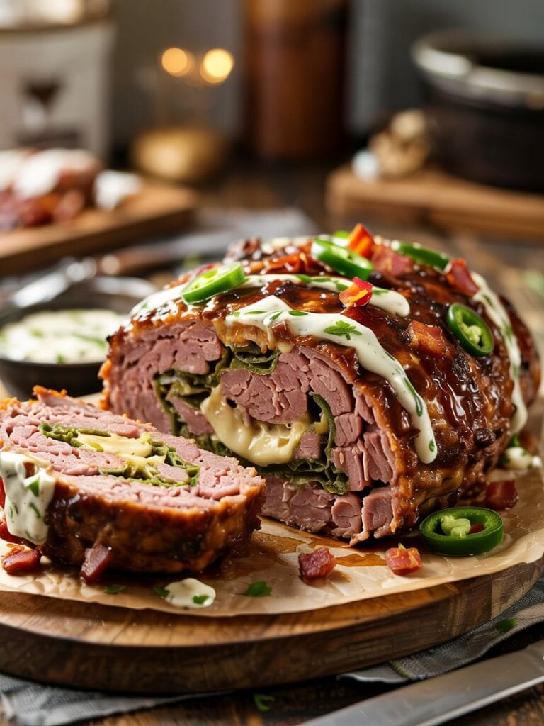 Smoky Jalapeño Popper Meatloaf with Creamy Ranch Drizzle Recipe