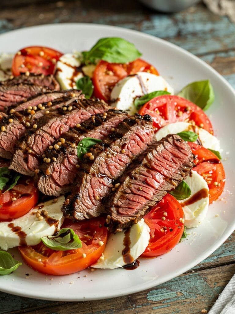 Balsamic Grilled Flank Steak Caprese Recipe
