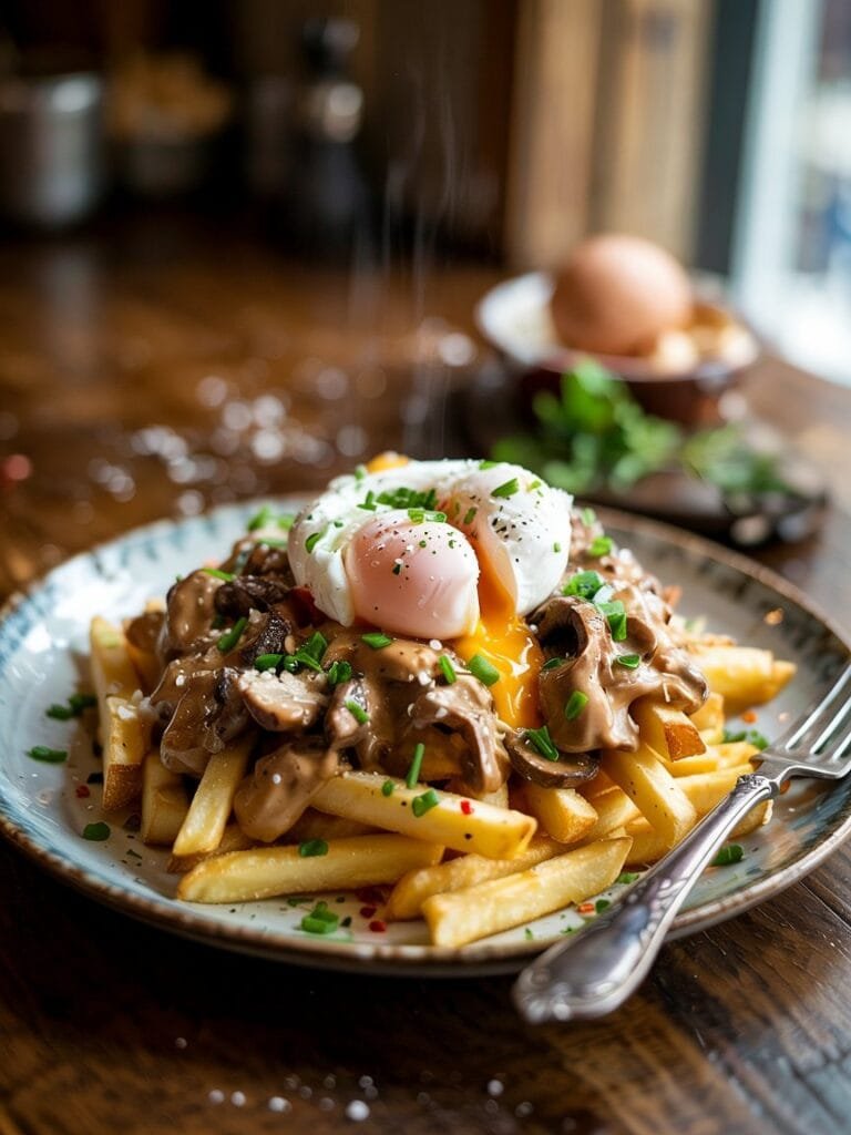 Egg Mushroom Sauce Fries Recipe